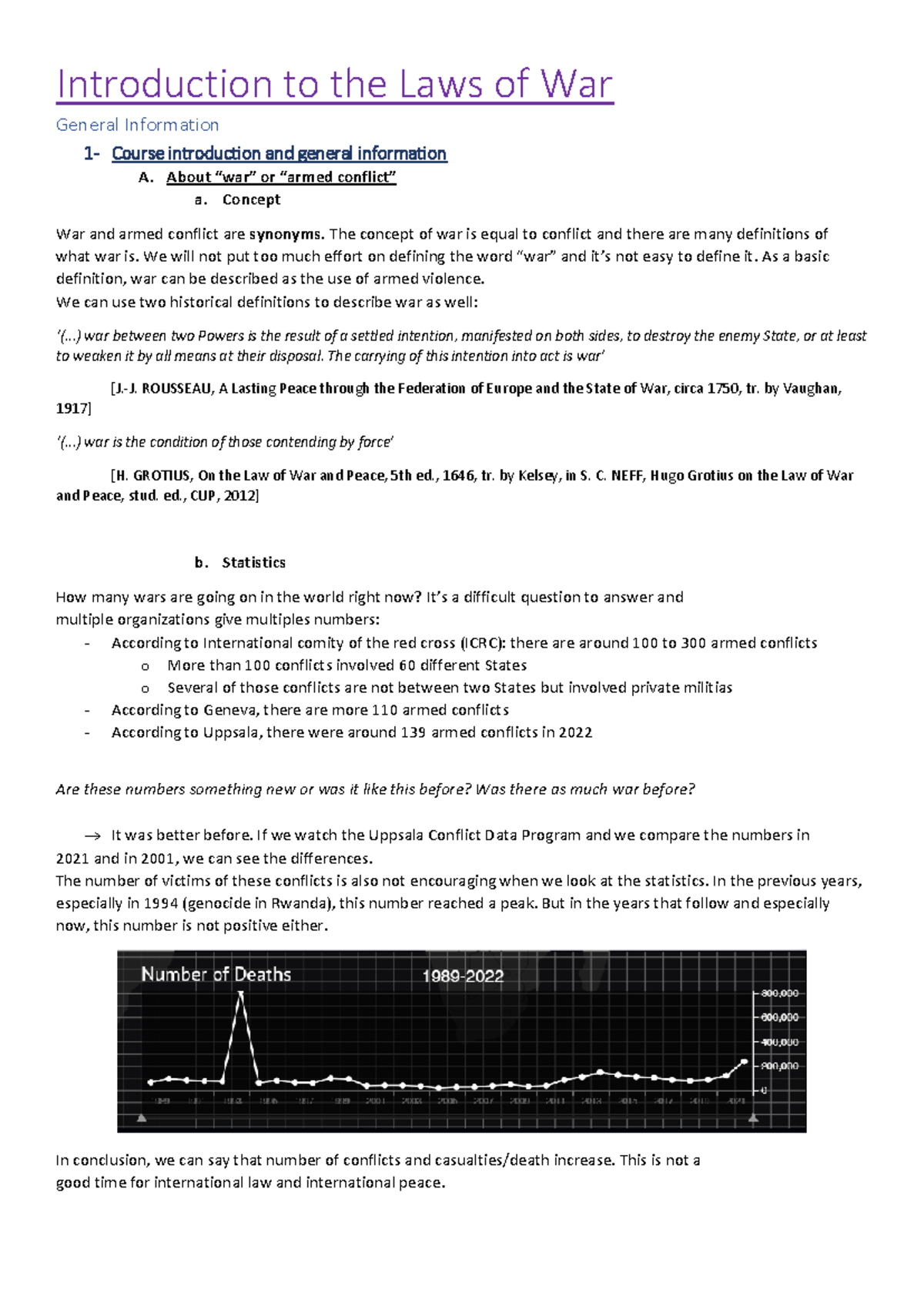 Laws of War - prise de notes - Introduction to the Laws of War General ...