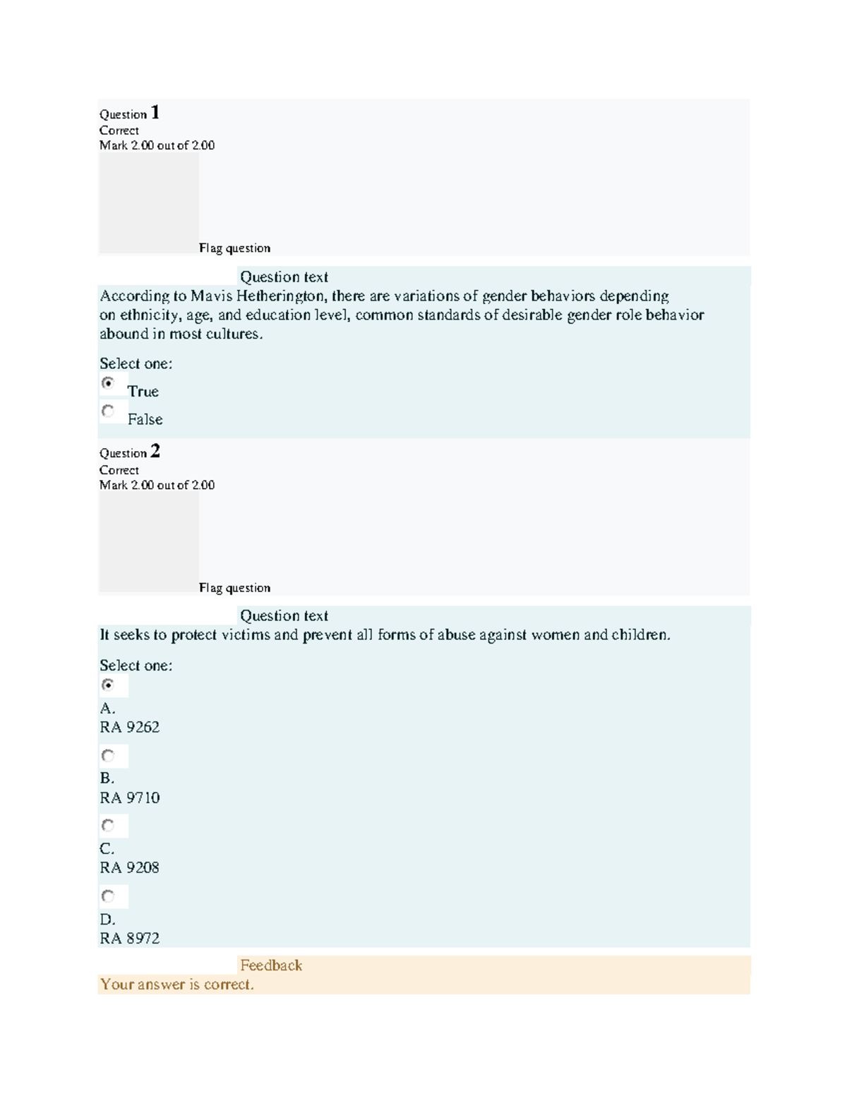 UGRD-GE6104 Gender And Society Midterm 100% - Question 1 Correct Mark 2 ...