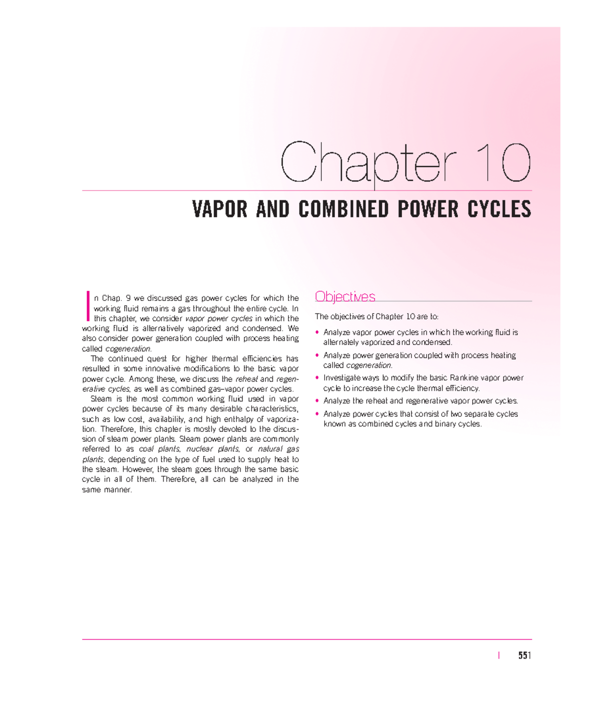 Chapter 10 - Chapter 10 VAPOR AND COMBINED POWER CYCLES | 551 I N Chap ...