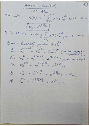3 fft - Important notes - 3 Decimation in Time (DIT) FFT kn WN is ...