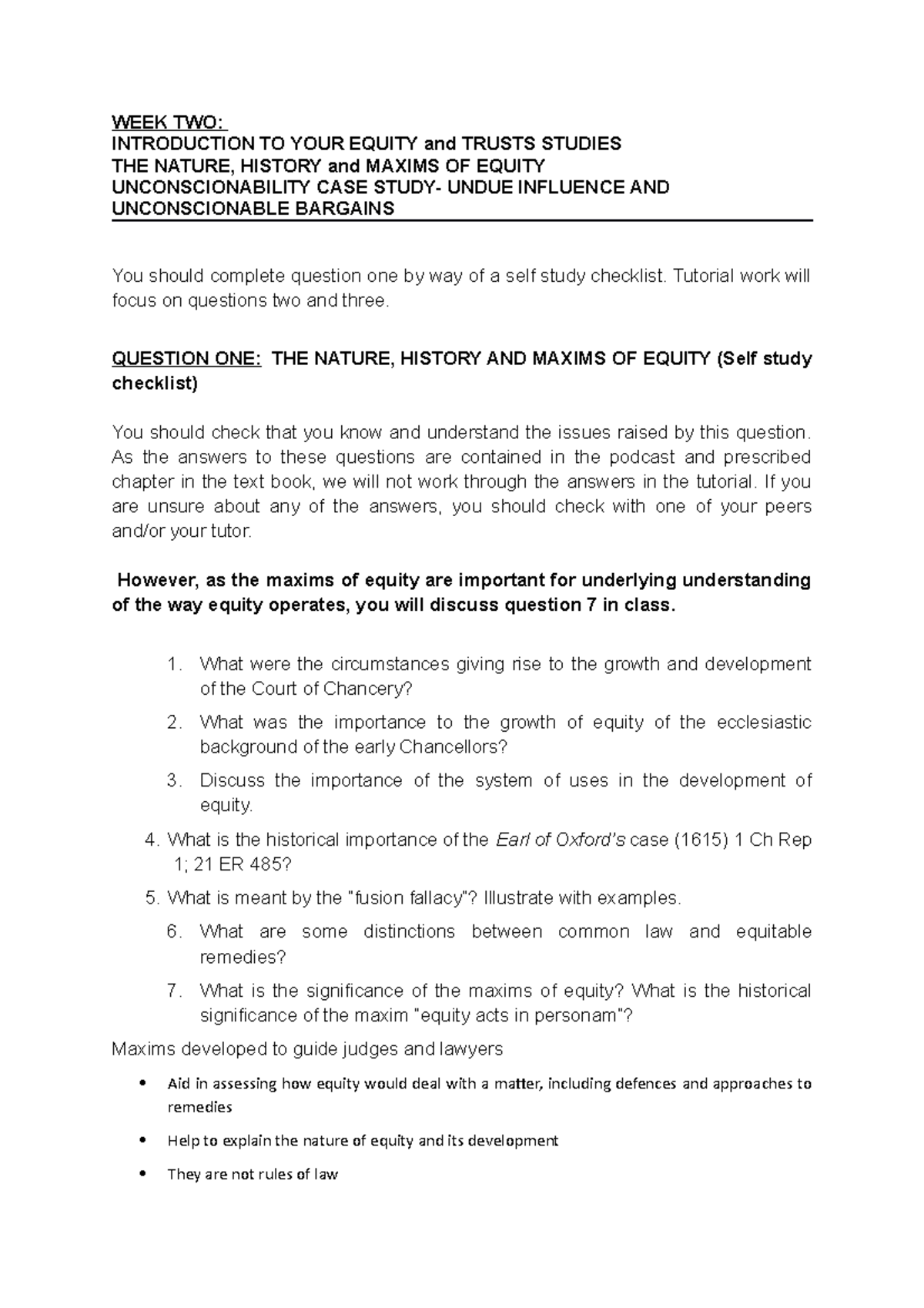 LLB205 WEEK TWOa - Lecture notes 2 - WEEK TWO: INTRODUCTION TO YOUR ...