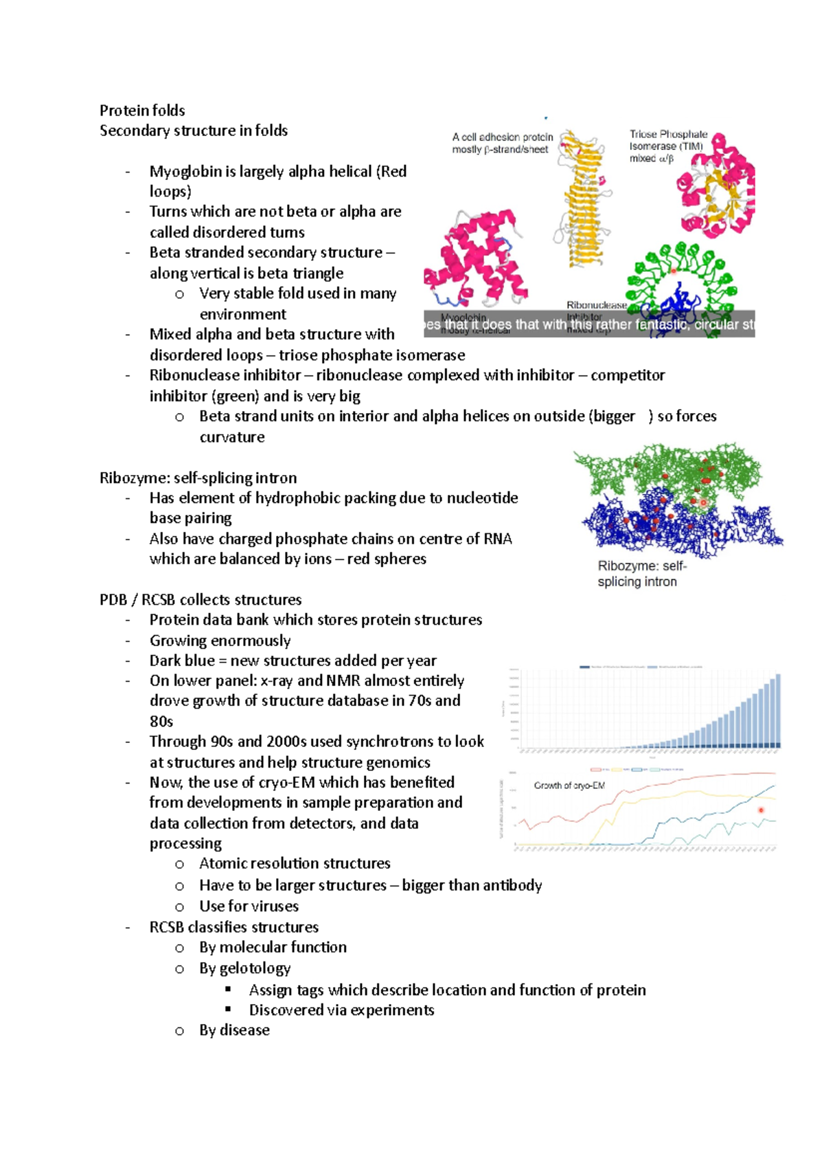 Folding - Protein folds Secondary structure in folds Myoglobin is ...