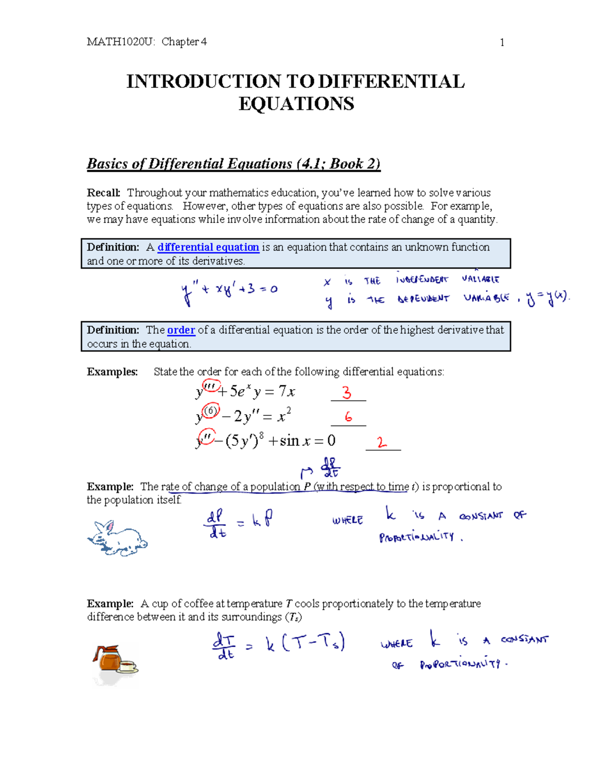 Week 5 Lecture 2 Ver. 3 - INTRODUCTION TO DIFFERENTIAL EQUATIONS Basics ...