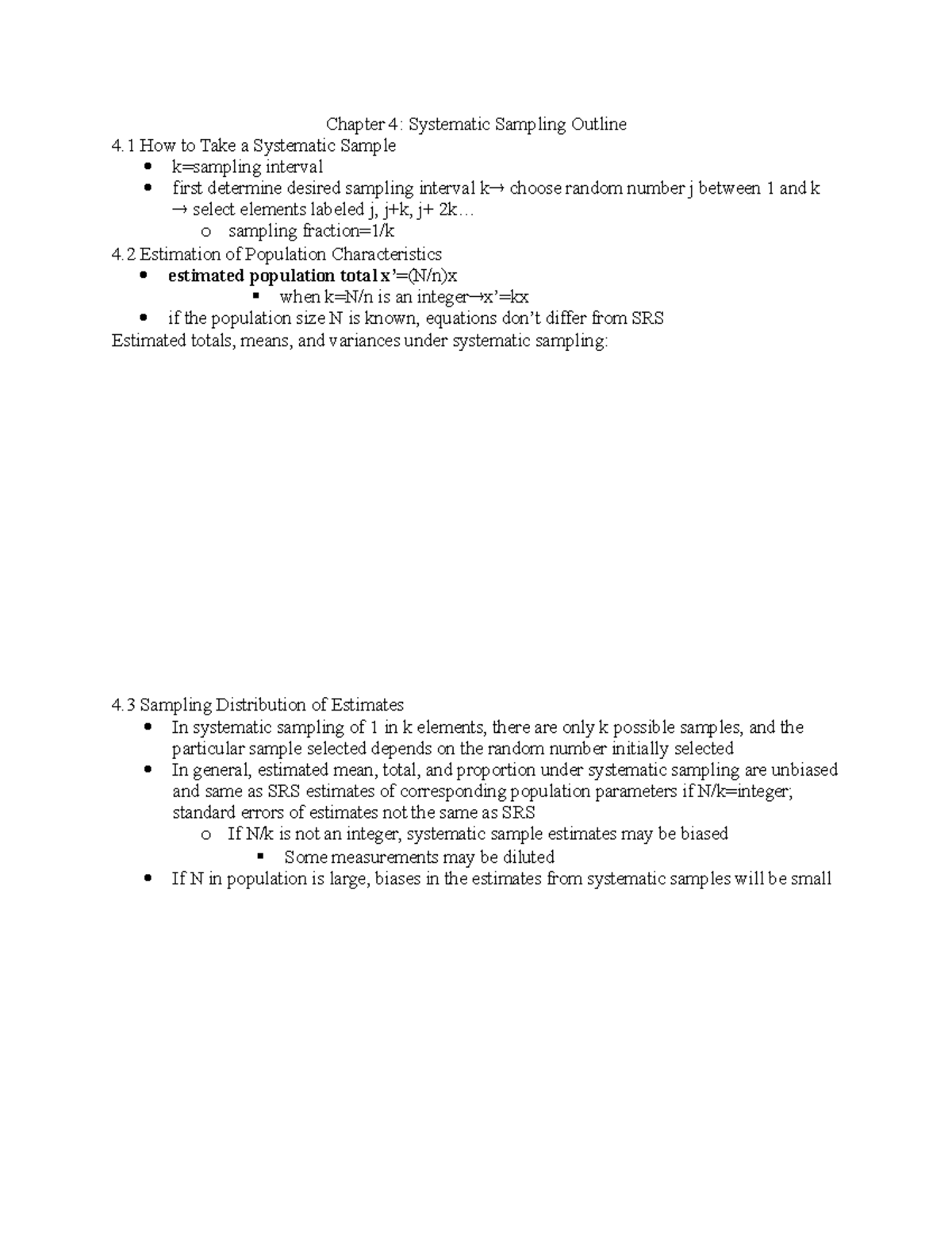 MTH 257 Chapter 4 Outline - Chapter 4: Systematic Sampling Outline 4 ...