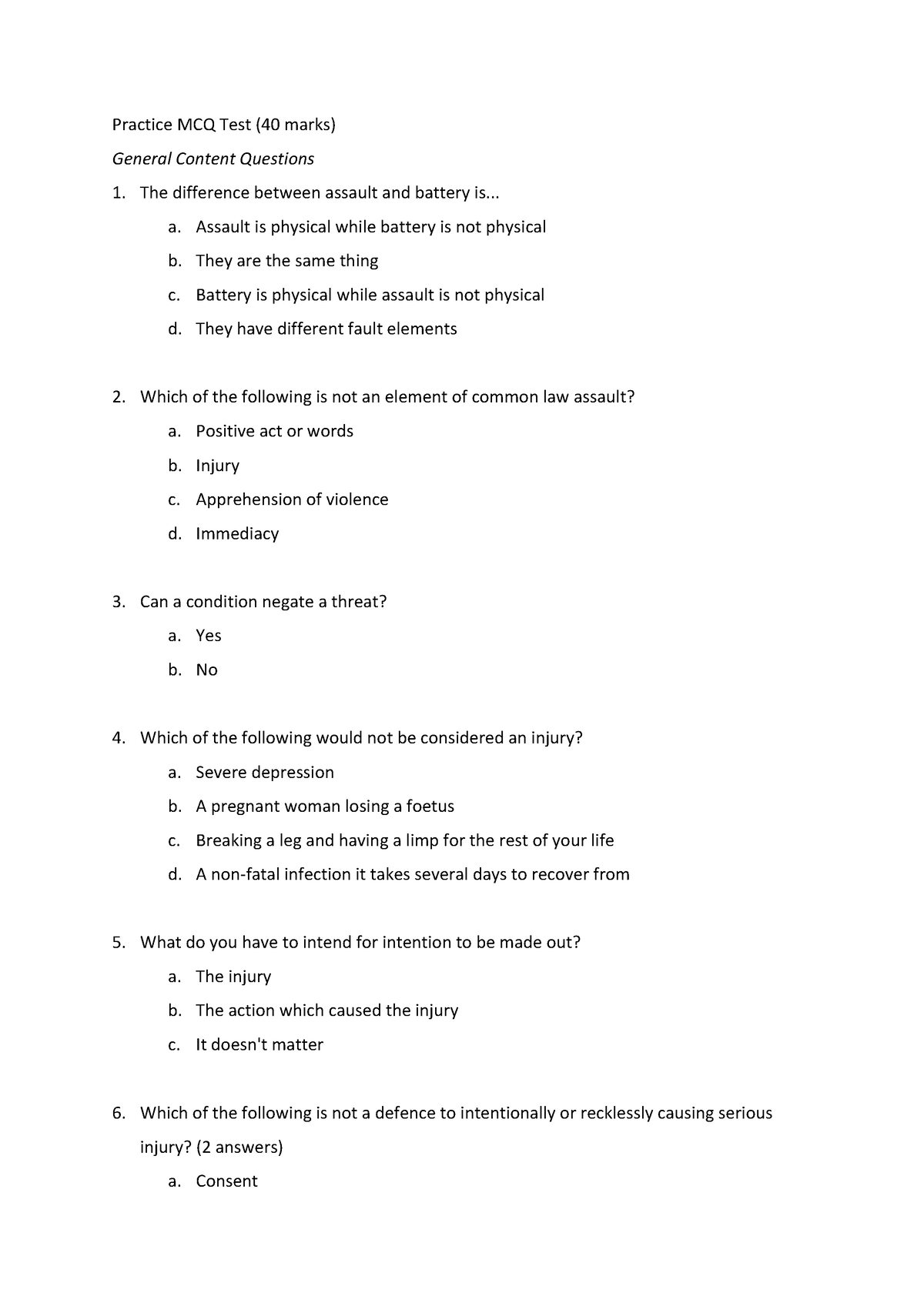 Crim Law Quiz Week 8 - Criminal law weeek 8 multiple choice quiz prep ...