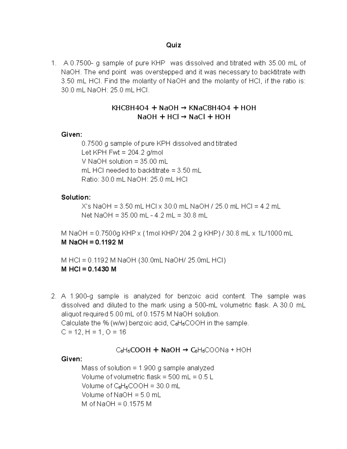 Analytical Chemistry Qualitative And Quantitative Chemistry Activity Standardization And