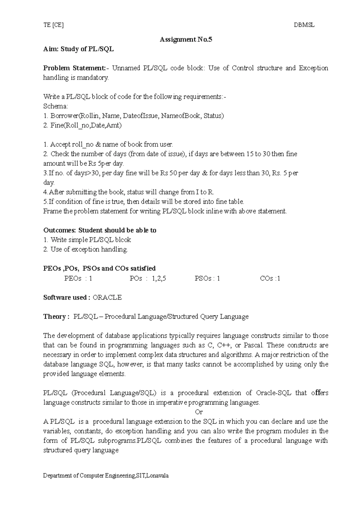 DB-1-1 - dbmsl first practical - 1. creating the database and tables ...