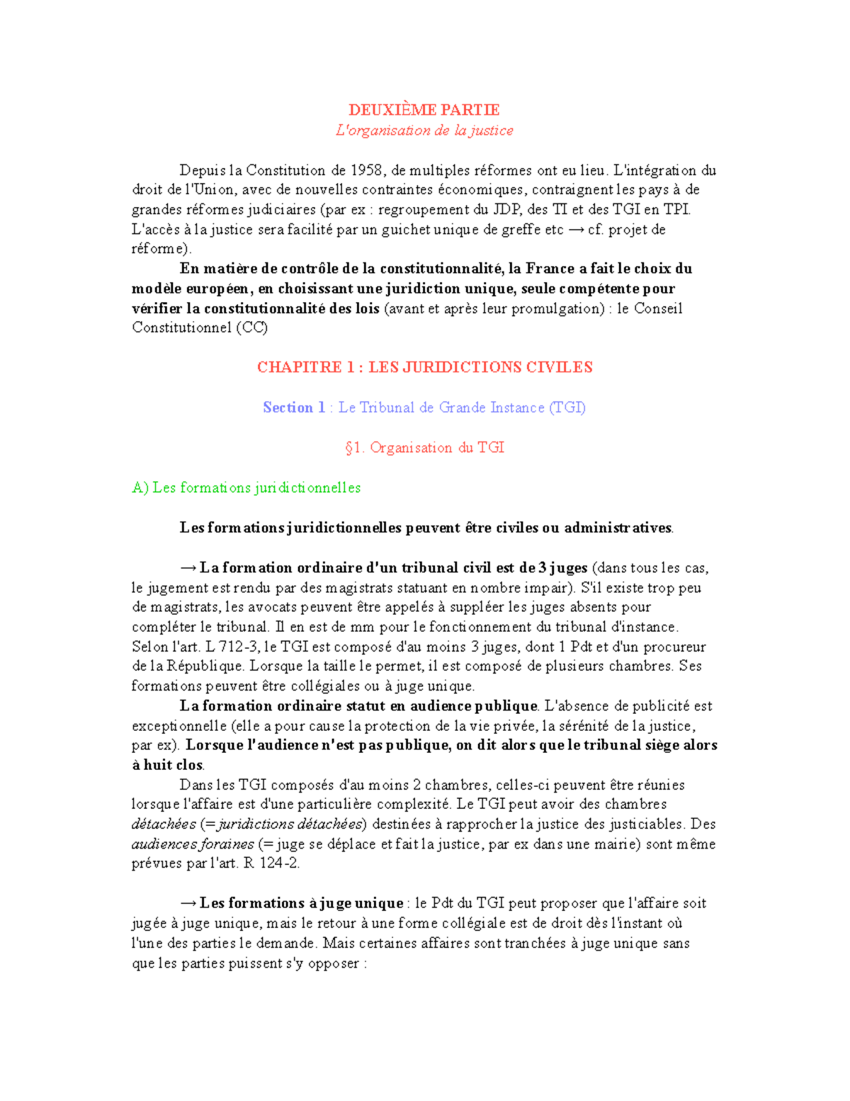 IJ, P2, Ch.1 - Juridictions civiles - DEUXIÈME PARTIE L'organisation de ...