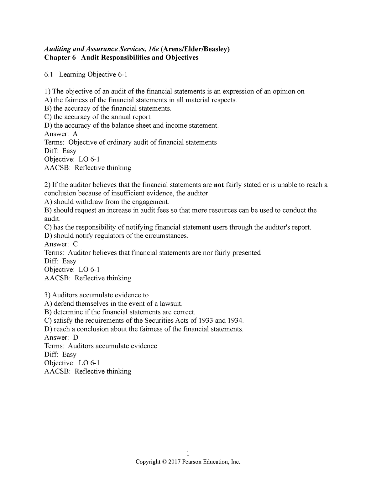 Chapter 06 KEYS - Just Keys ;) - Auditing And Assurance Services, 16e ...