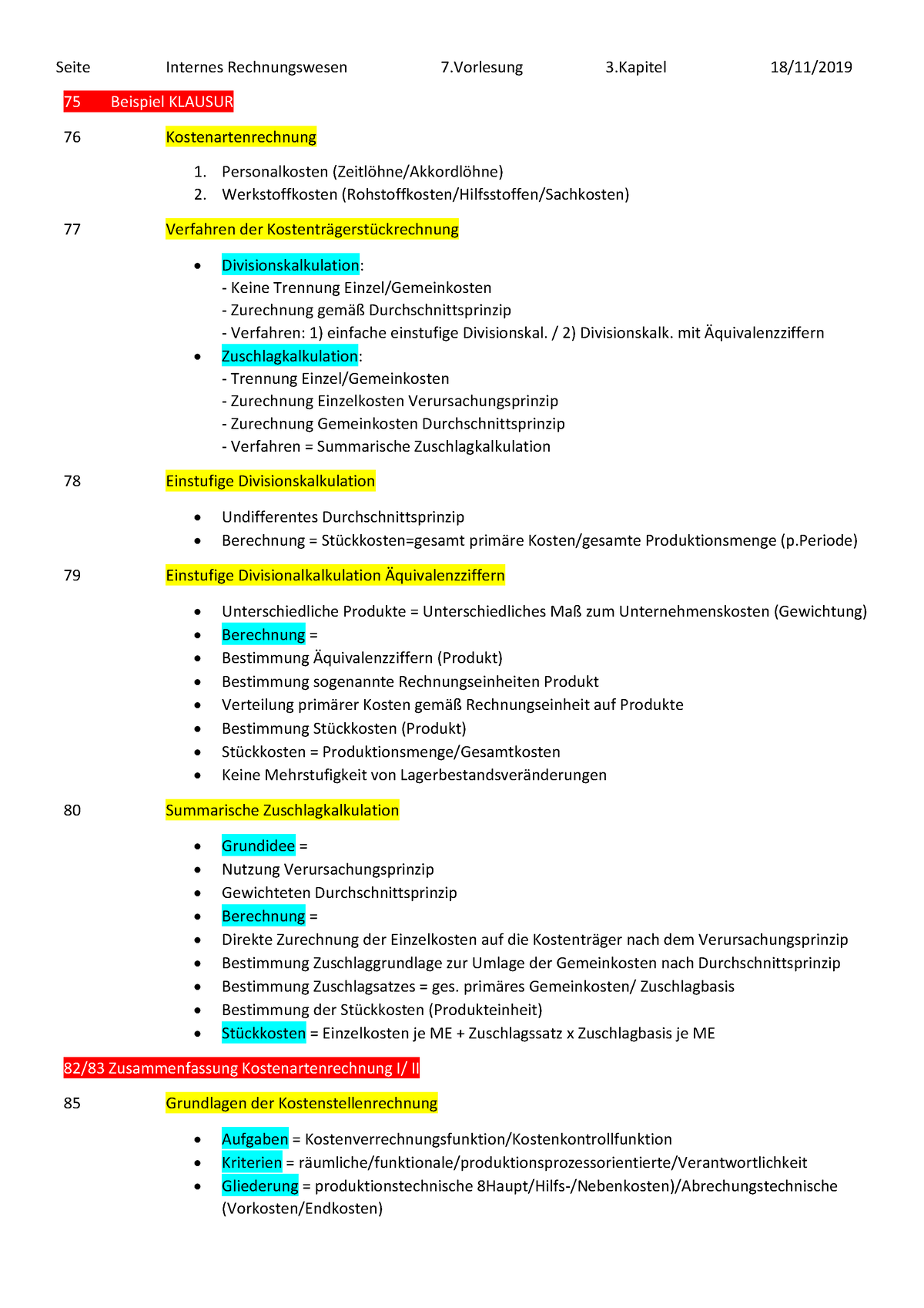 Internes Rechnungswesen Vorlesung 6 - Seite Internes Rechnungswesen 7 3 ...