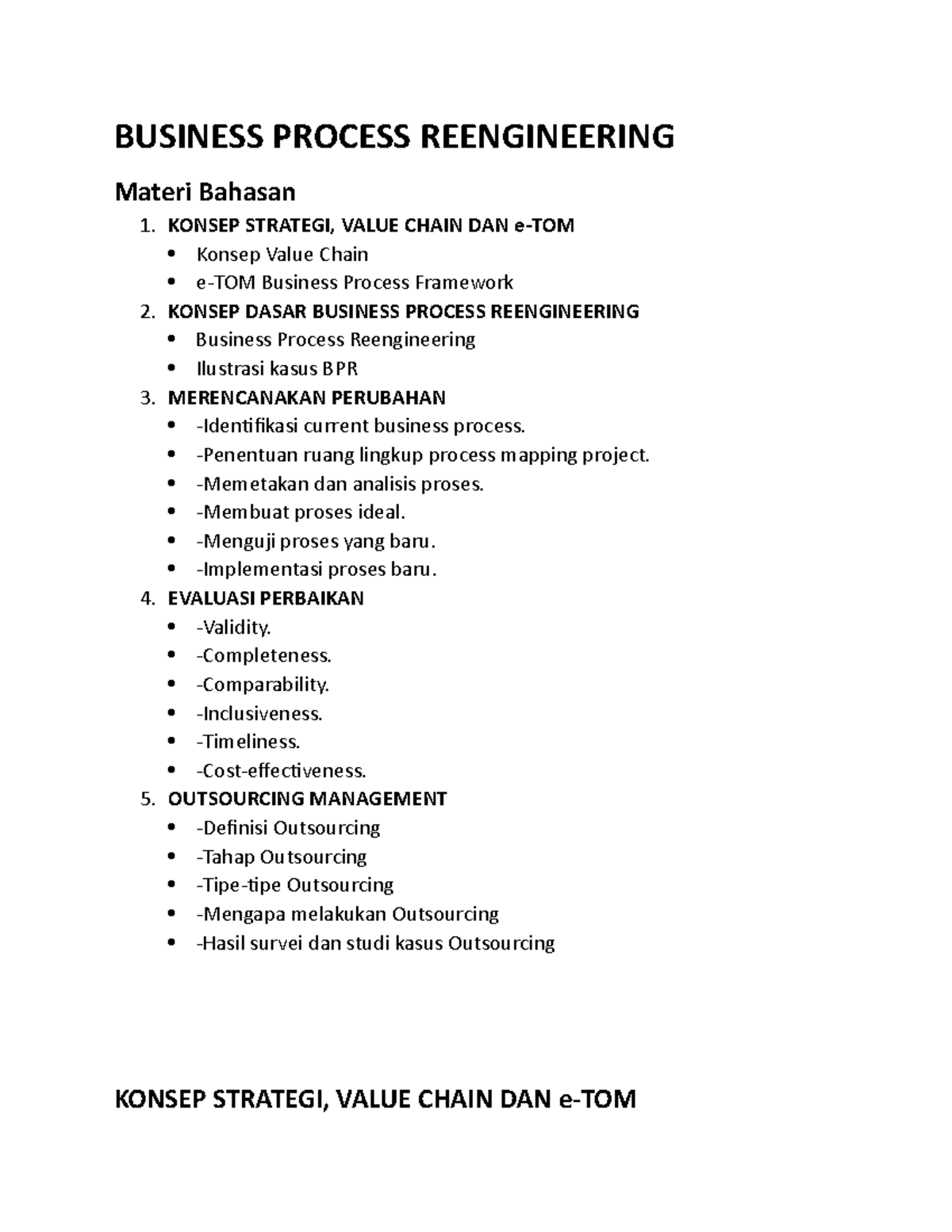 1. Rekaya Proses Bisnis Konsep Strategi, Value Chain DAN e-TOM ...