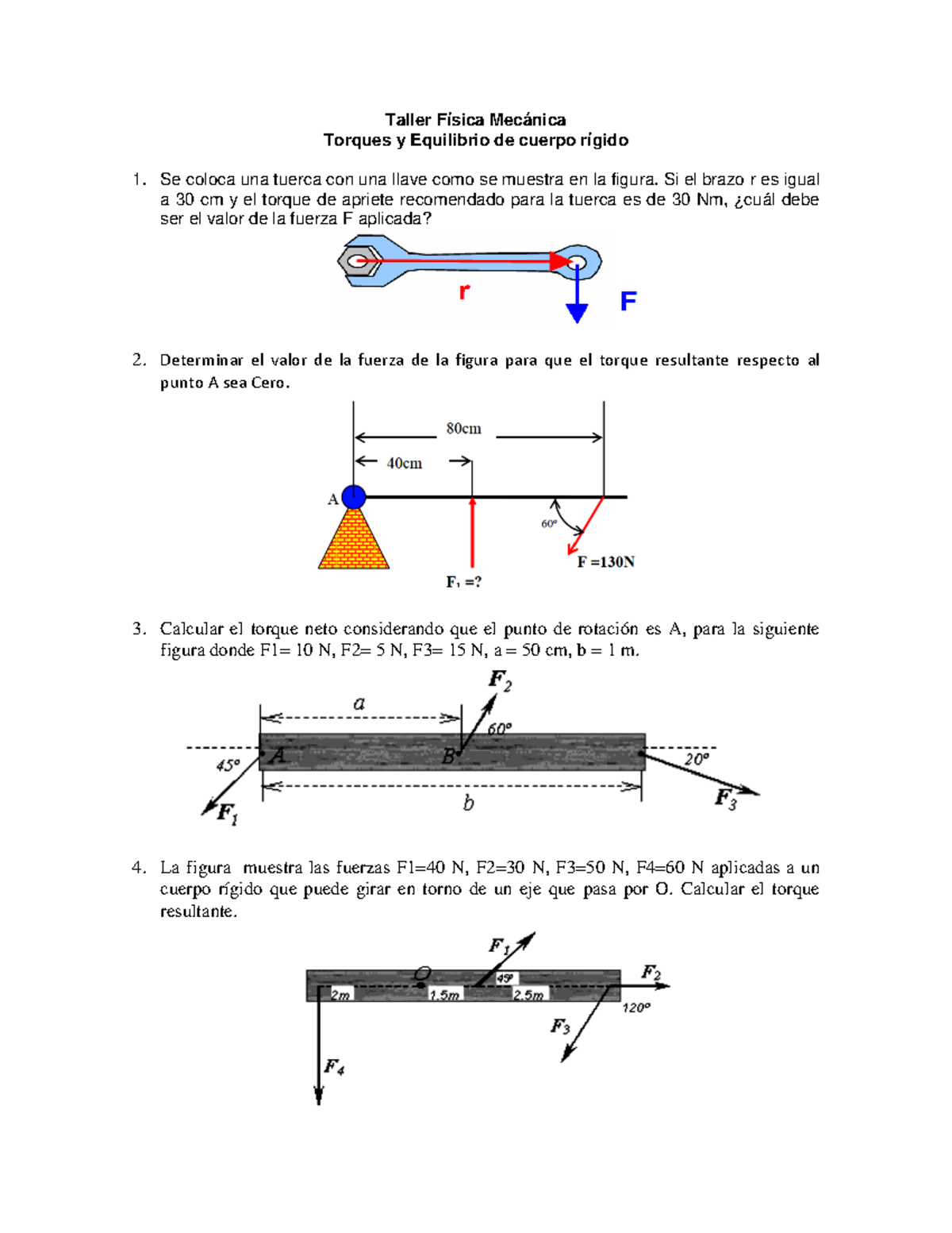 Torques y equilibrio de cuerpo rigido - Taller Física Mecánica Torques ...