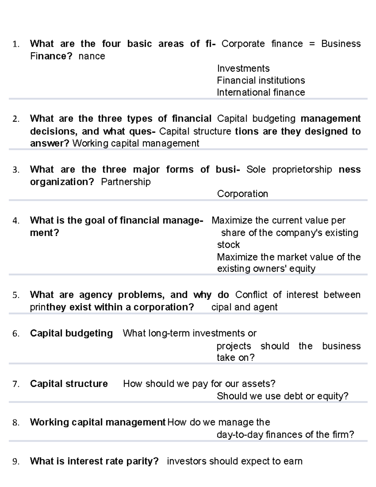 FIN 326 Ch1 - Notes On Chapter One In Intermediate Corporate Finance ...