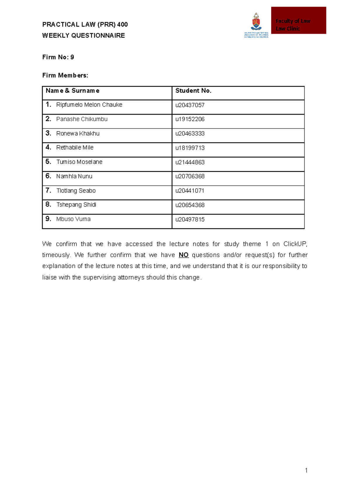 Directions Questionnaire Practical Law – KNYNJ