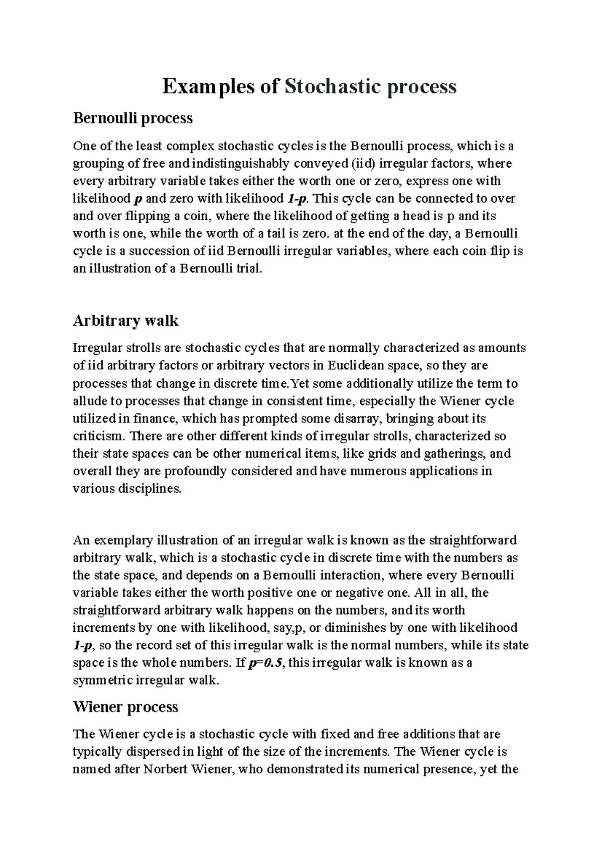 Examples of Stochastic process - Examples of Stochastic process ...