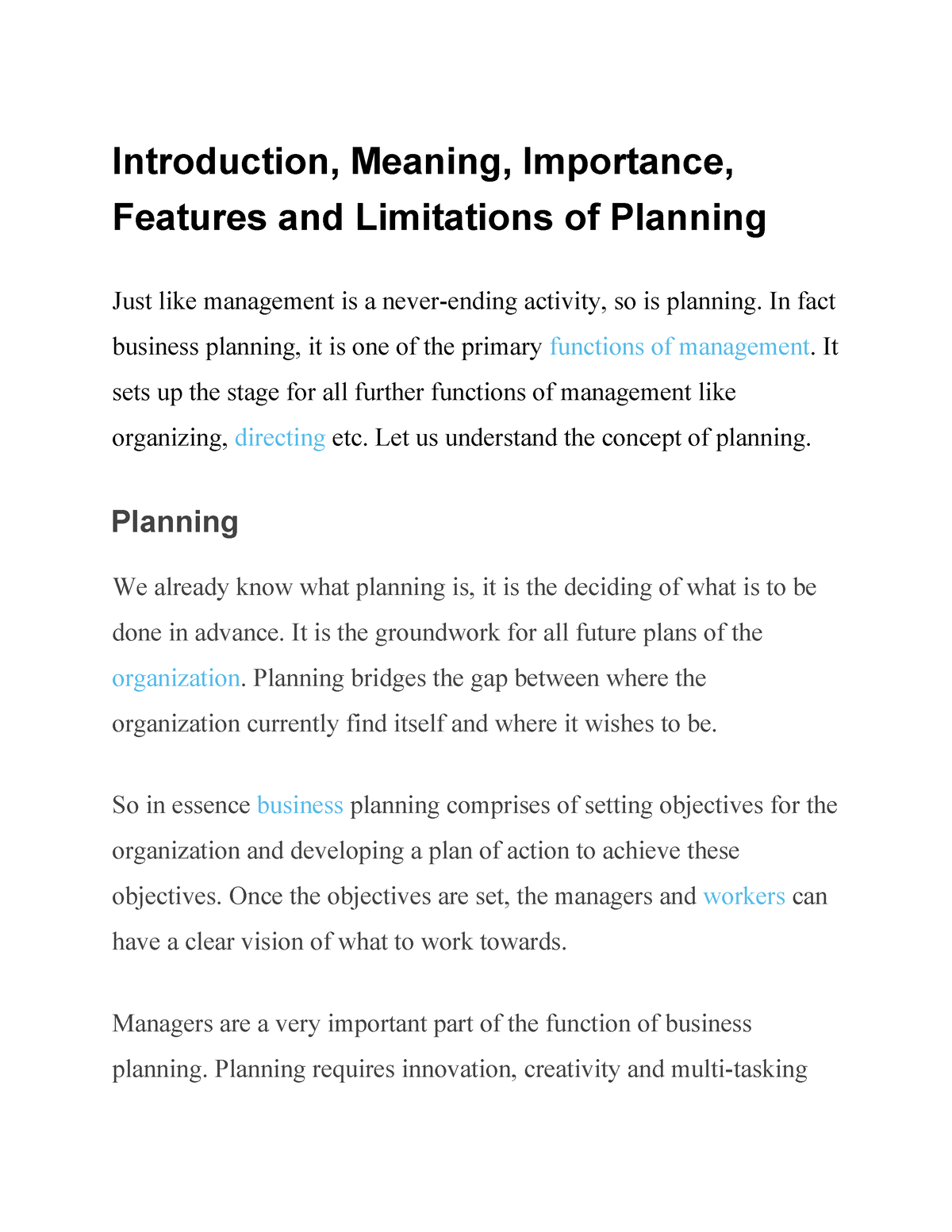 Planning – Definition, Characteristics, Limitations, Process and FAQs