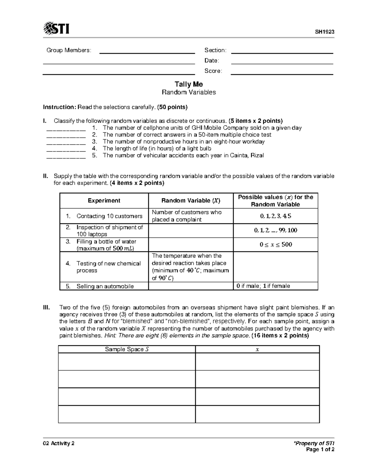 02 Activity 2 - SH 1923 02 Activity 2 *Property of STI Page 1 of 2 ...