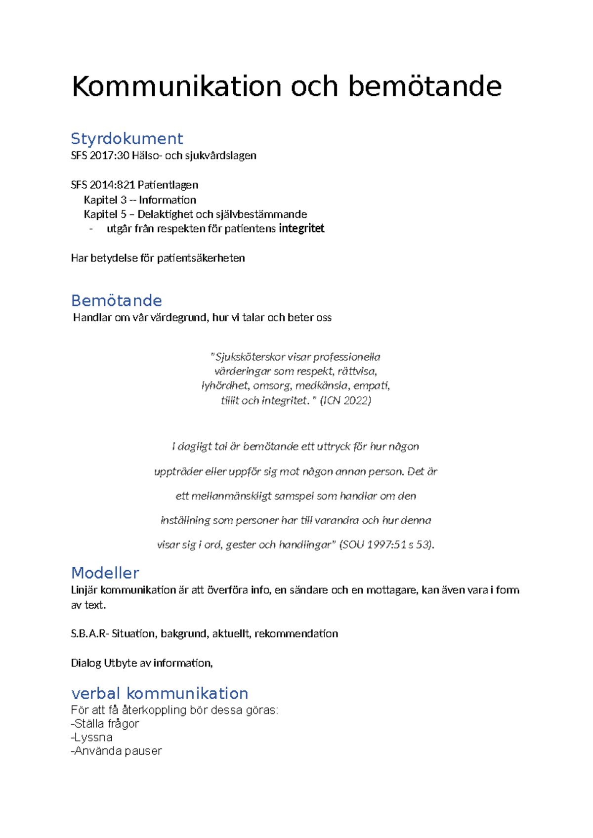 Kommunikation och bemötande - Kommunikation och bemötande Styrdokument ...