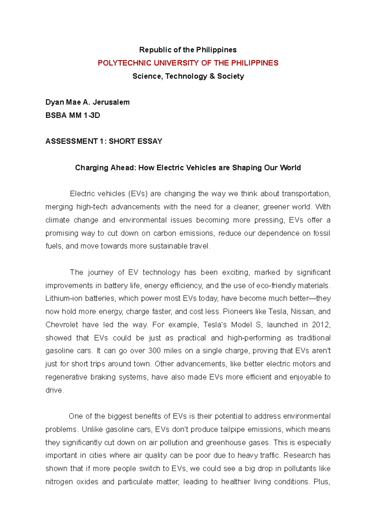 A1 Jerusalem Dyan Mae - STS Assessment 1 - Republic of the Philippines ...
