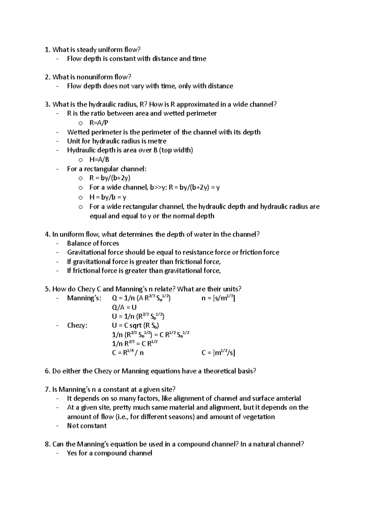 1-week2-tutorial-notes-what-is-steady-uniform-flow-flow-depth-is