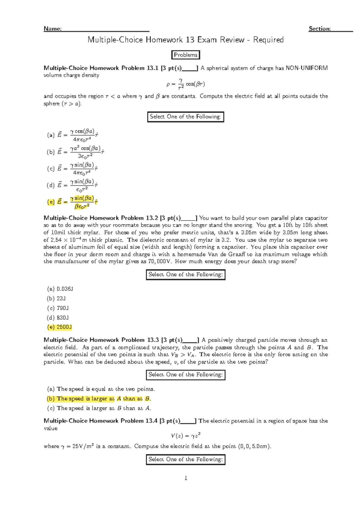 Mchomework 14 Multiple Choice Hw 14 Studocu