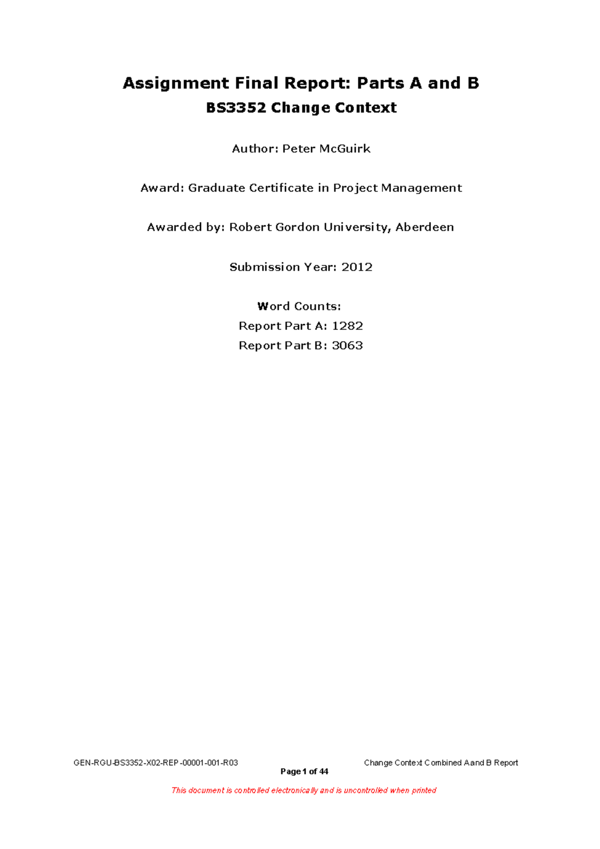 BS3352 - Change Context - Assignment Parts A-B Combined R03 ...