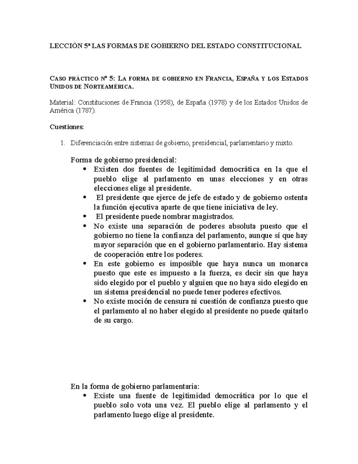 Practica 5 constitucion - LECCIÓN 5ª LAS FORMAS DE GOBIERNO DEL ESTADO ...