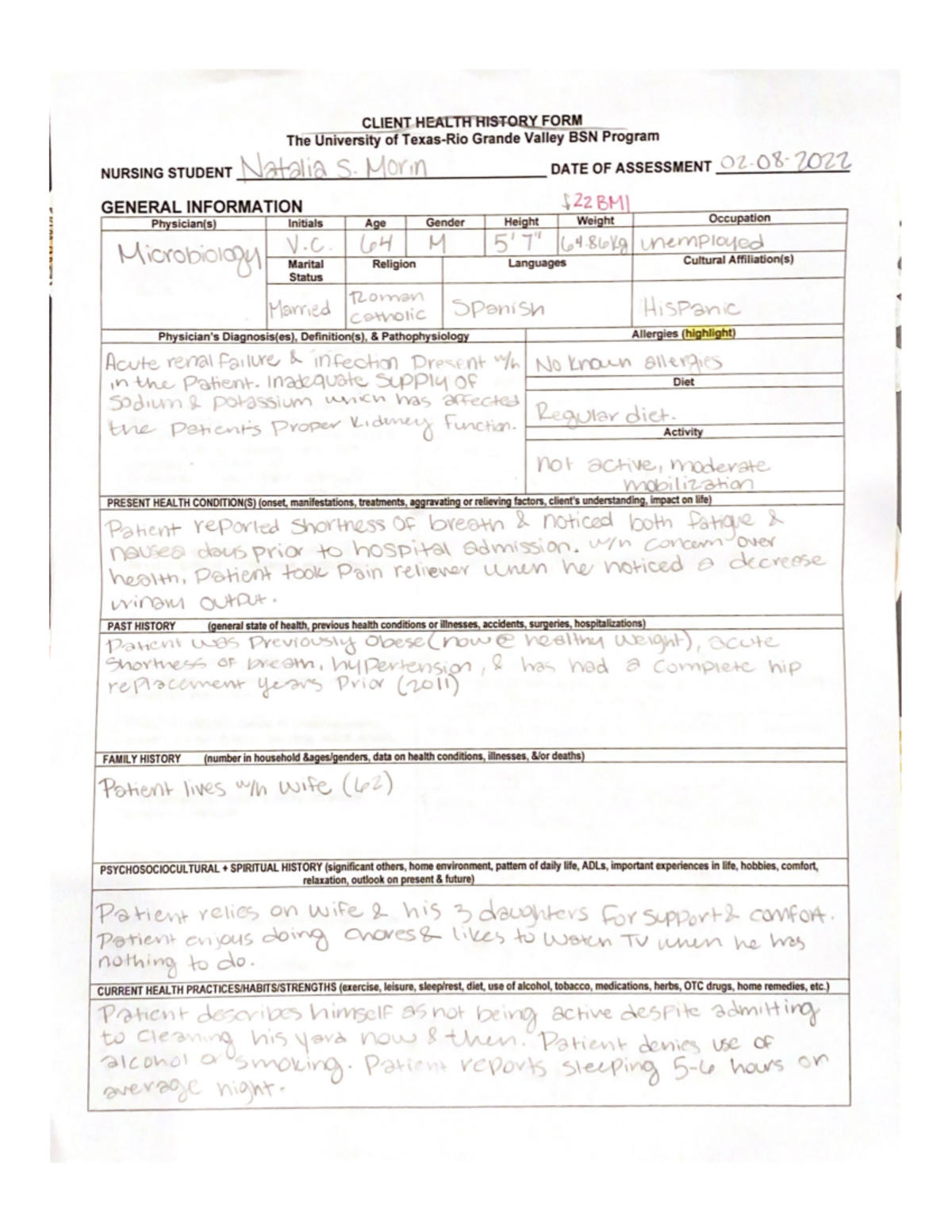 Care Plan 1 AH (Renal) - Example of care plan provided from an ...