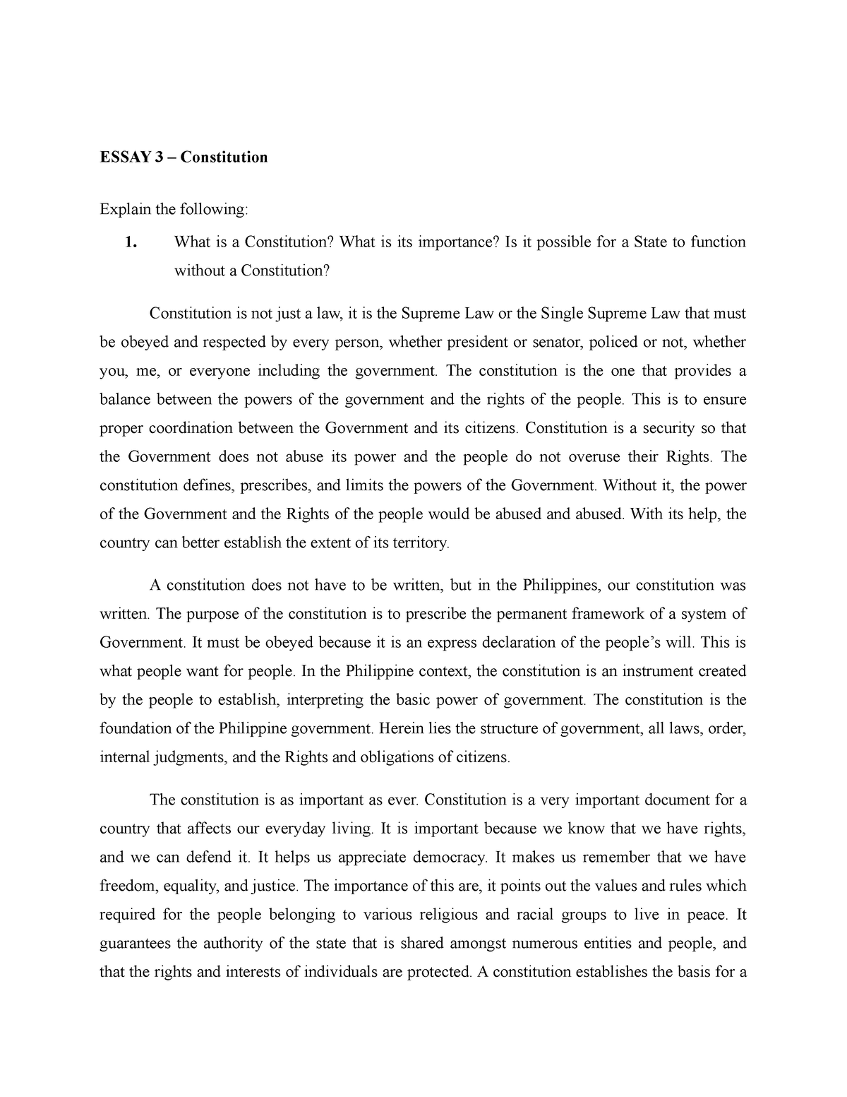 constitution essay conclusion