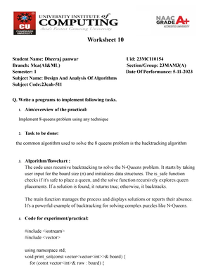 Exp 5 Daa Dev - Worksheet Of Daa - Experiment 5 Student Name: Dev ...