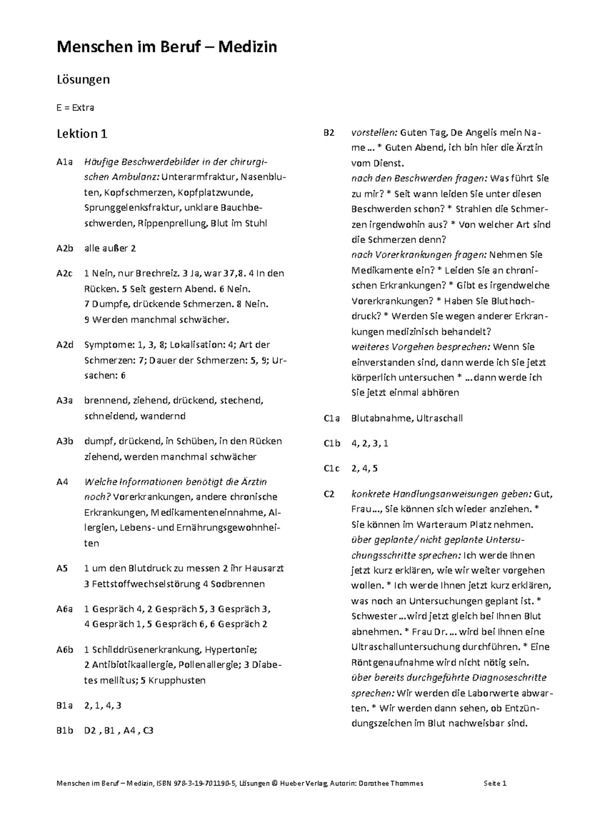 Lösungen menschen im Beruf Medizin 701190 lösungen - 鈀 Menschen鈀 im鈀