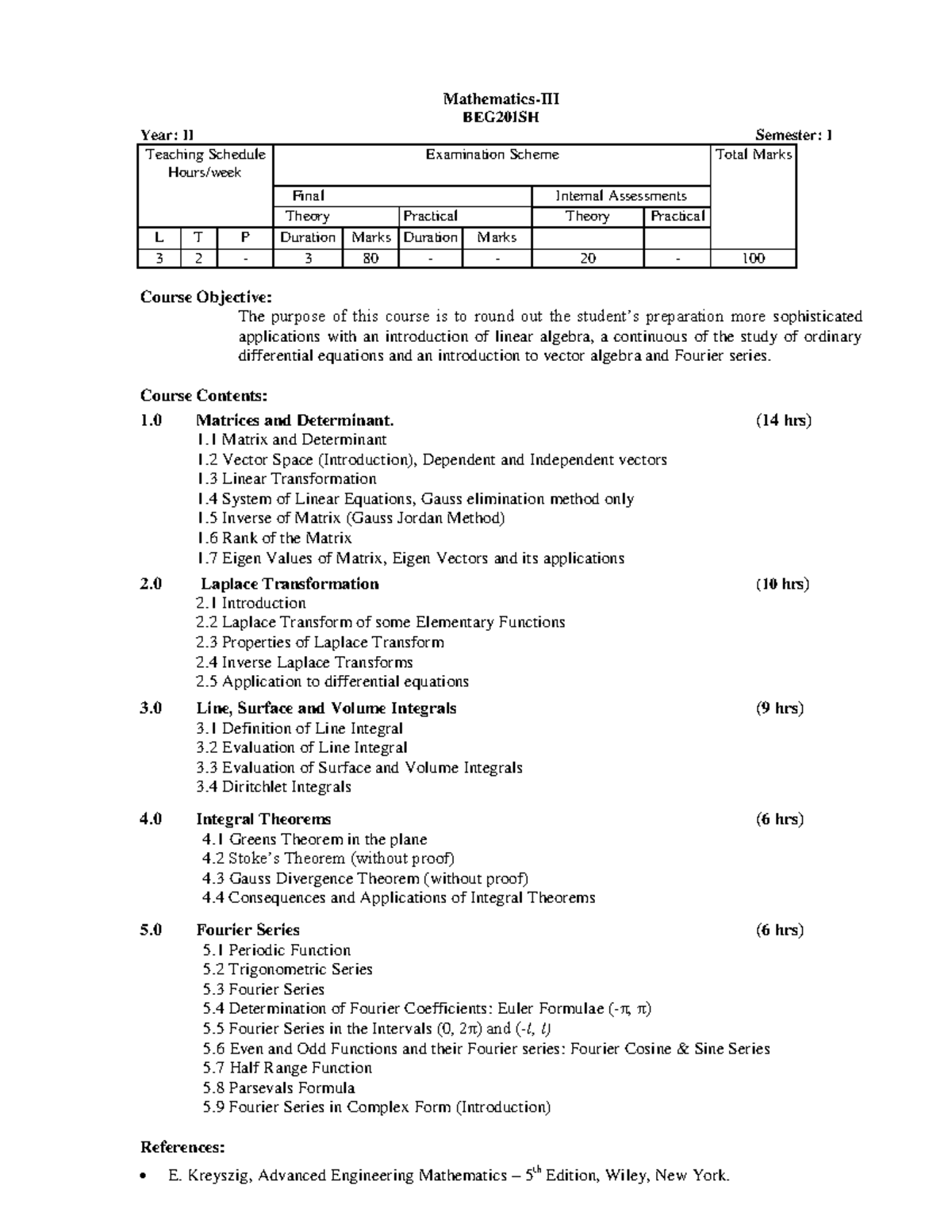 Mathematics-III - Mathematics-III BEG201SH Year: II Semester: I ...