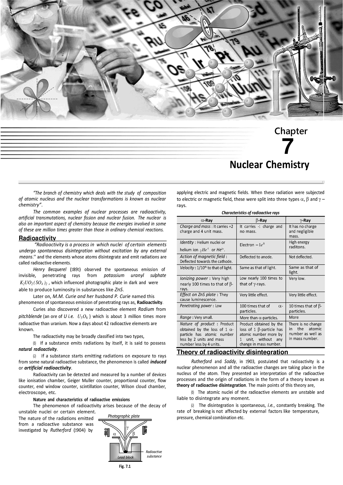 Nuclear Chemistry Chemistry Notes “The branch of chemistry which