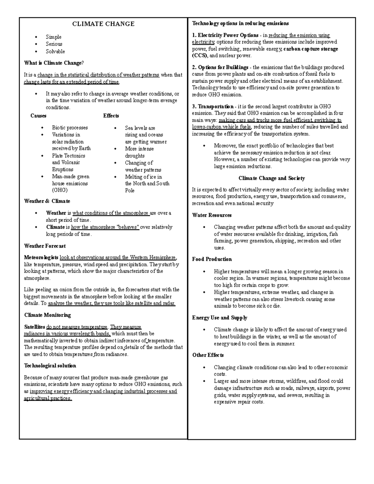 Climate change reviewer sa STS - CLIMATE CHANGE Simple Serious Solvable ...