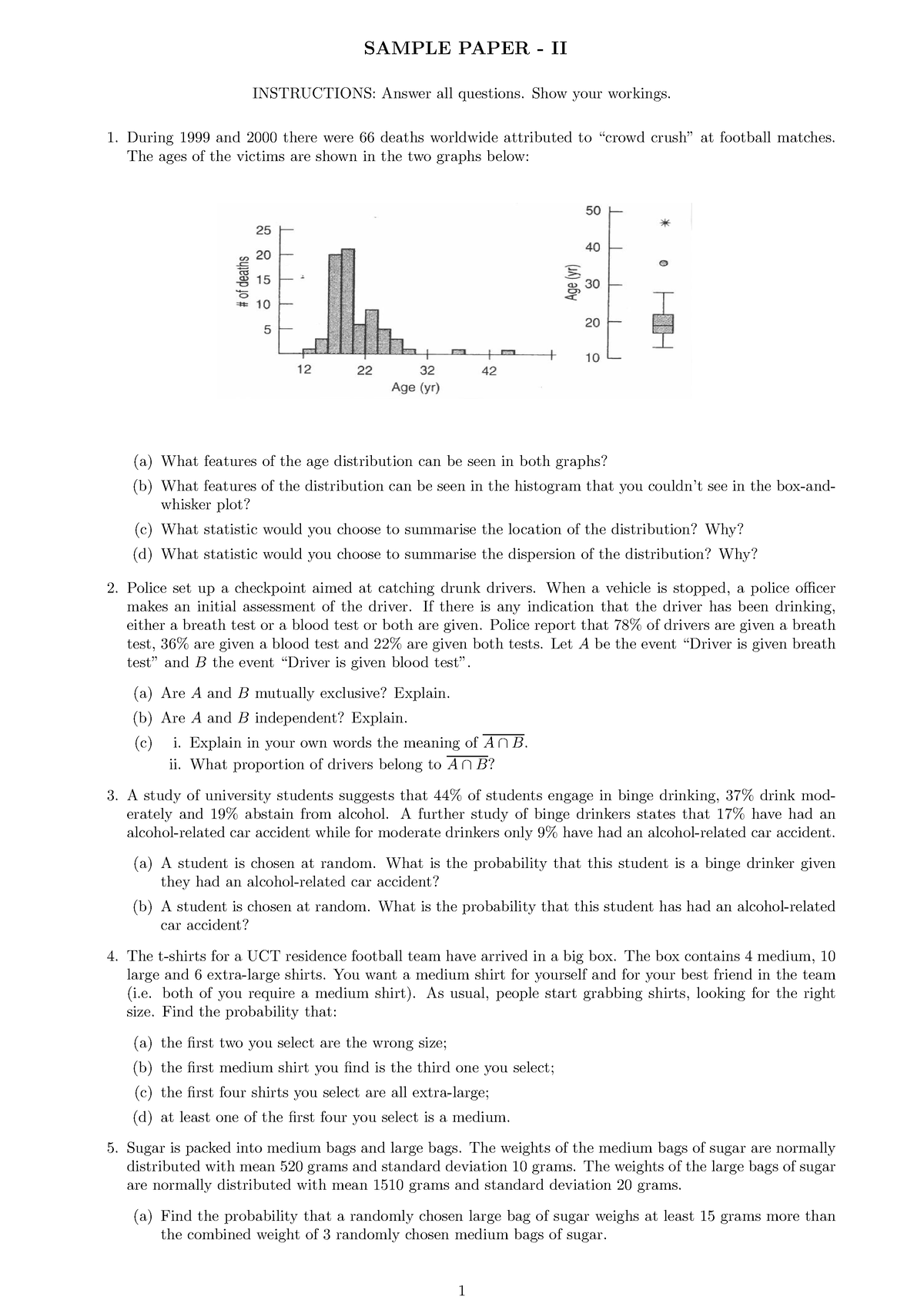 Sample Paper 2 - SAMPLE PAPER - II INSTRUCTIONS: Answer All Questions ...