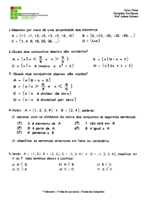 Exerc Teoria Conjuntos 2022 23 - Matem ́atica 1 O Semestre 2022/ EXERC ...