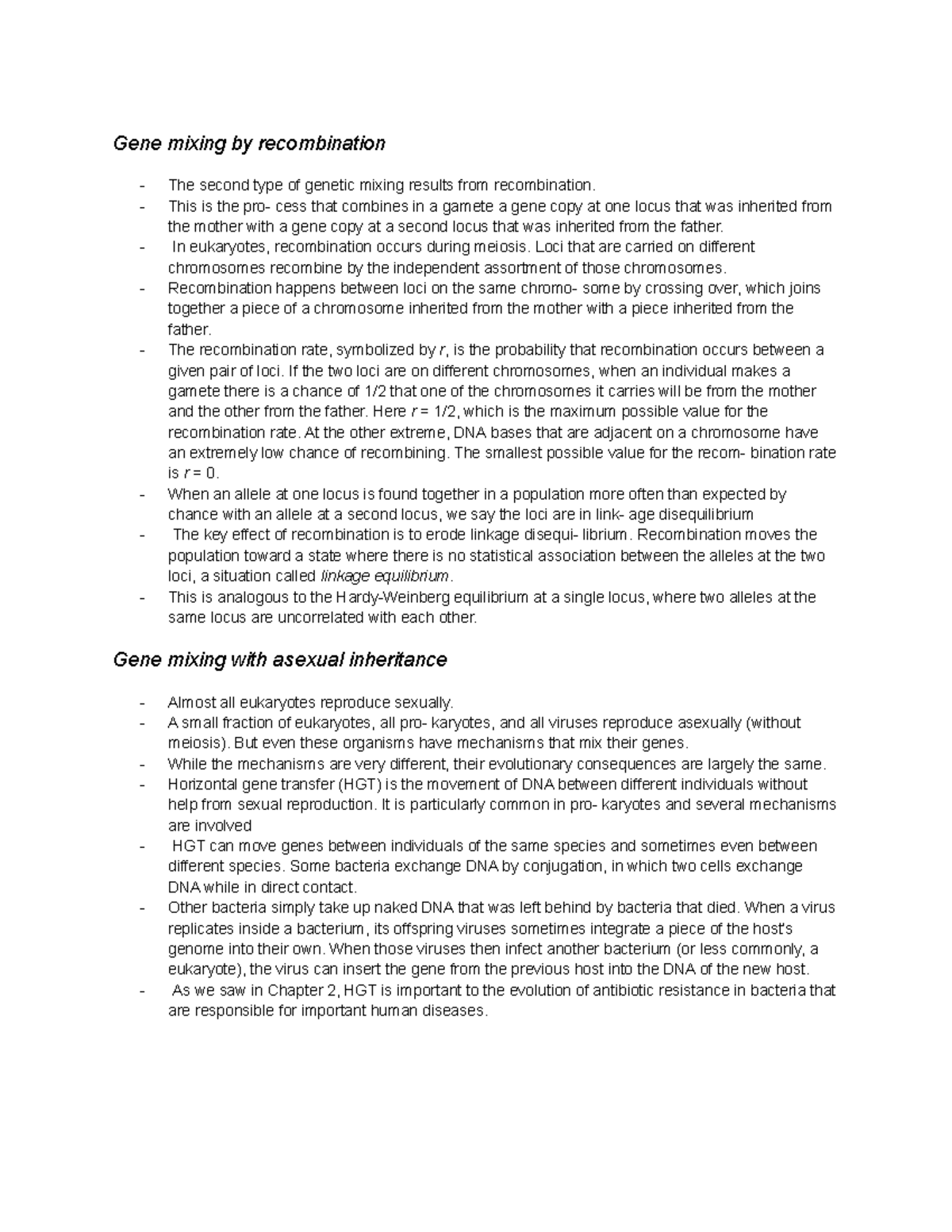 Evolution Lab study guide 4 Gene mixing by The second