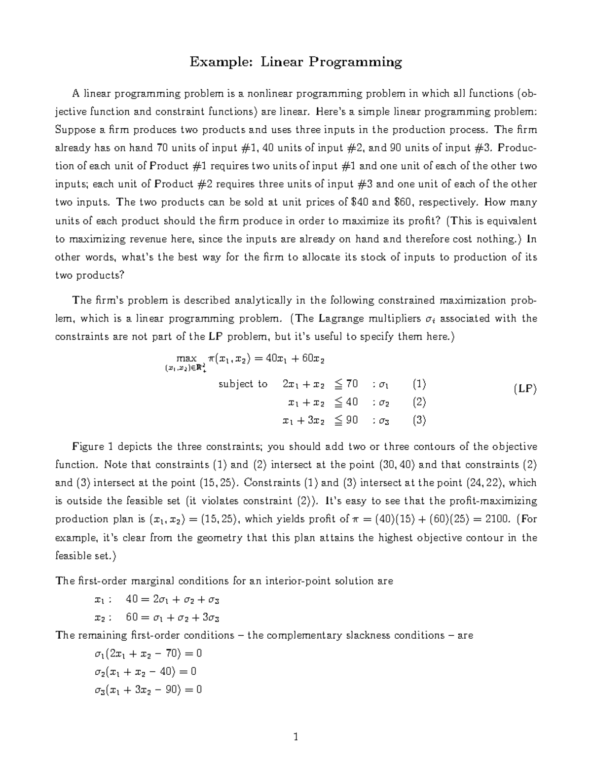 Linear Programming Example - Example: Linear Programming A linear ...