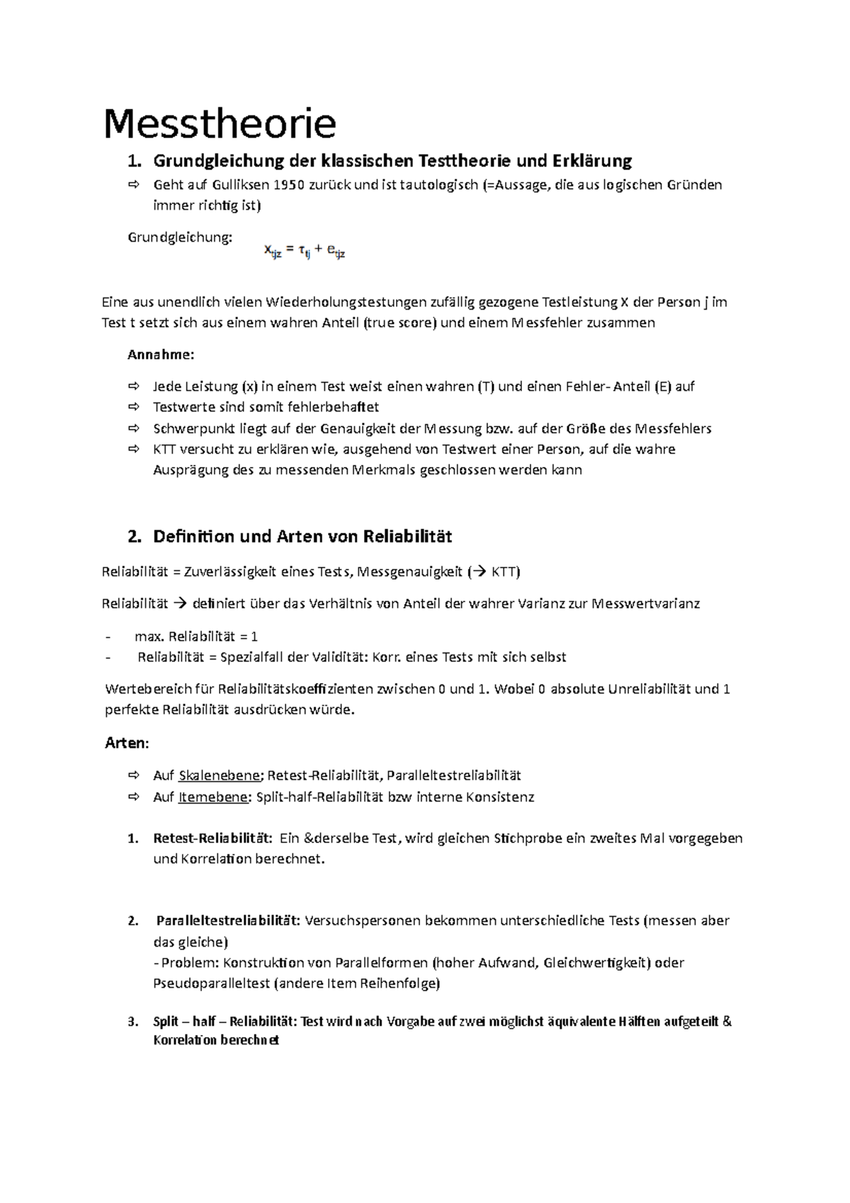 Messtheorieausarbeitung Messtheorie 1. Grundgleichung der klassischen