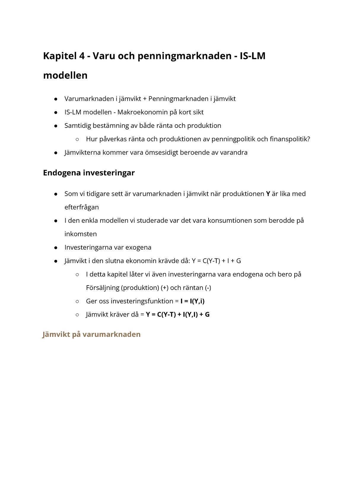 Makroteori Med Tillämpningar - Kapitel 4 - Kapitel 4 - Varu Och ...