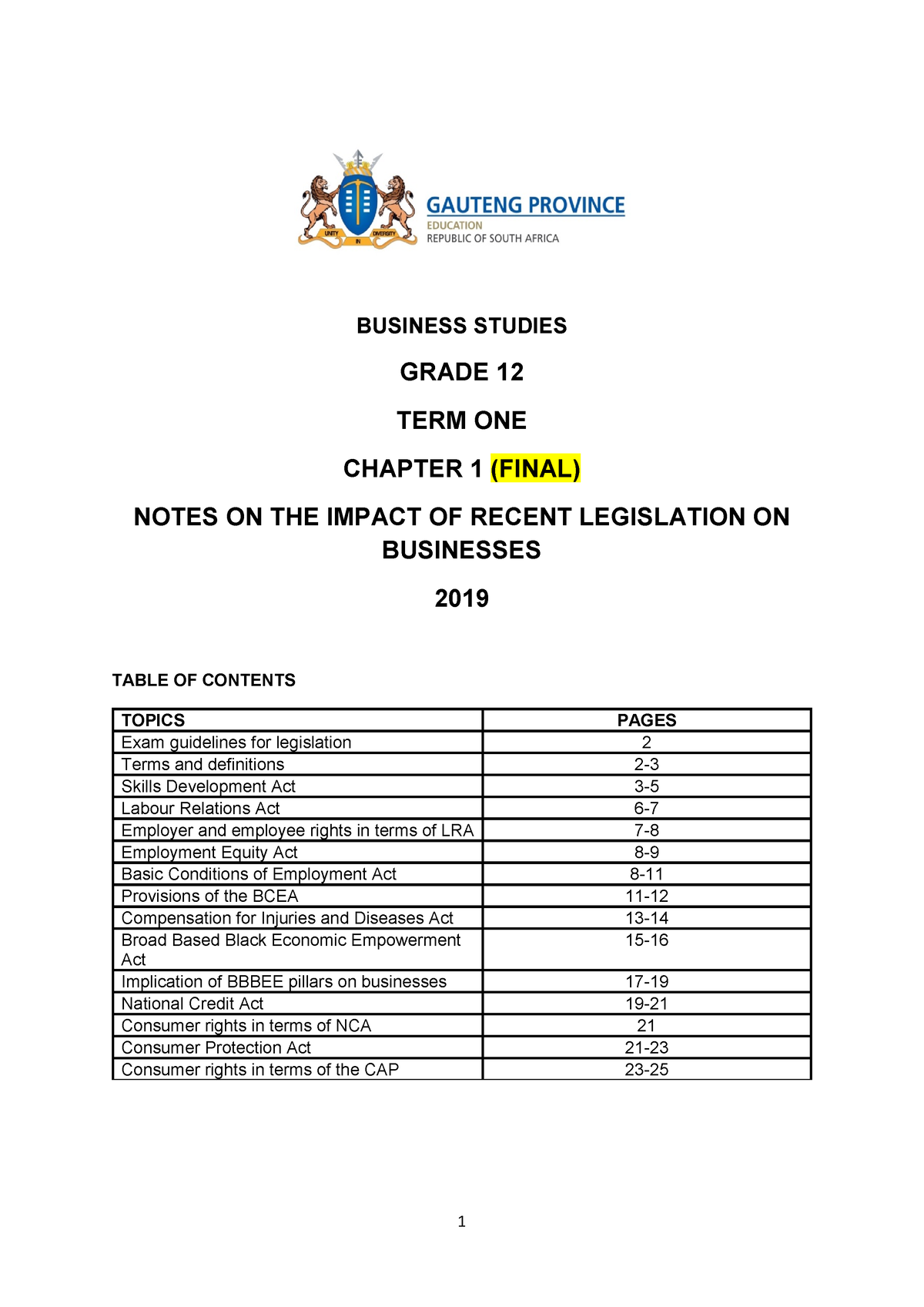 business environment legislation essay grade 12