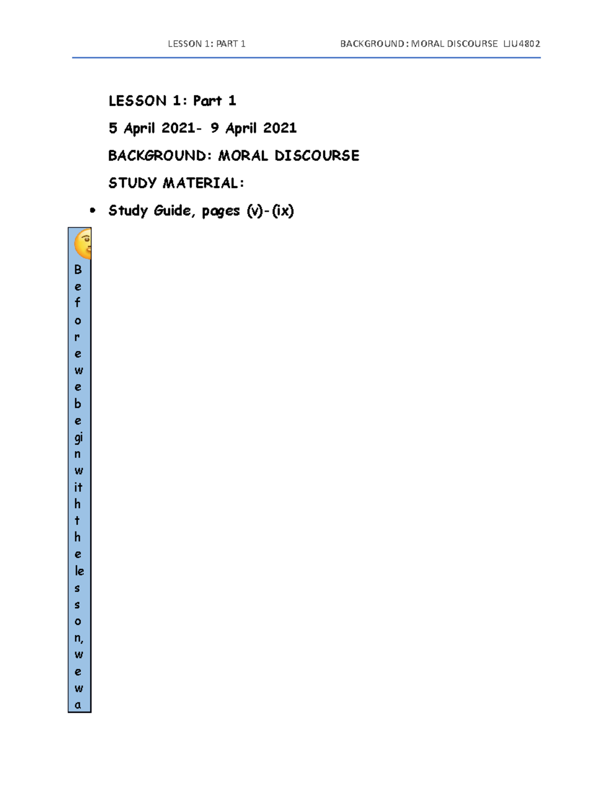 Lesson+1+Part+ 1 + Final 2021 - LESSON 1: Part 1 5 April 2021- 9 April ...
