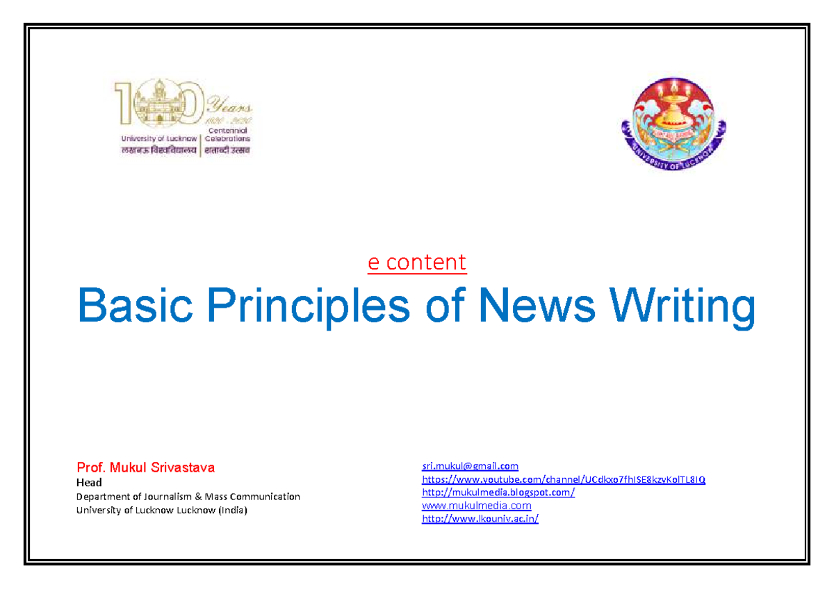 principles of news presentation