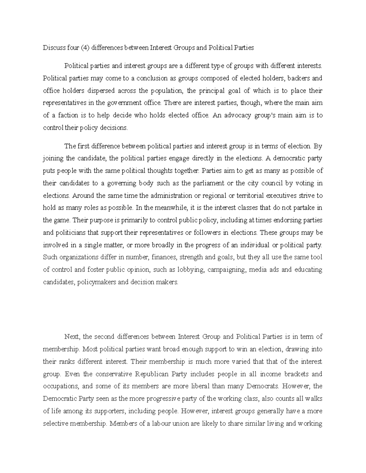 PAD240 Tutorial WEEK 8 - Discuss four (4) differences between Interest ...