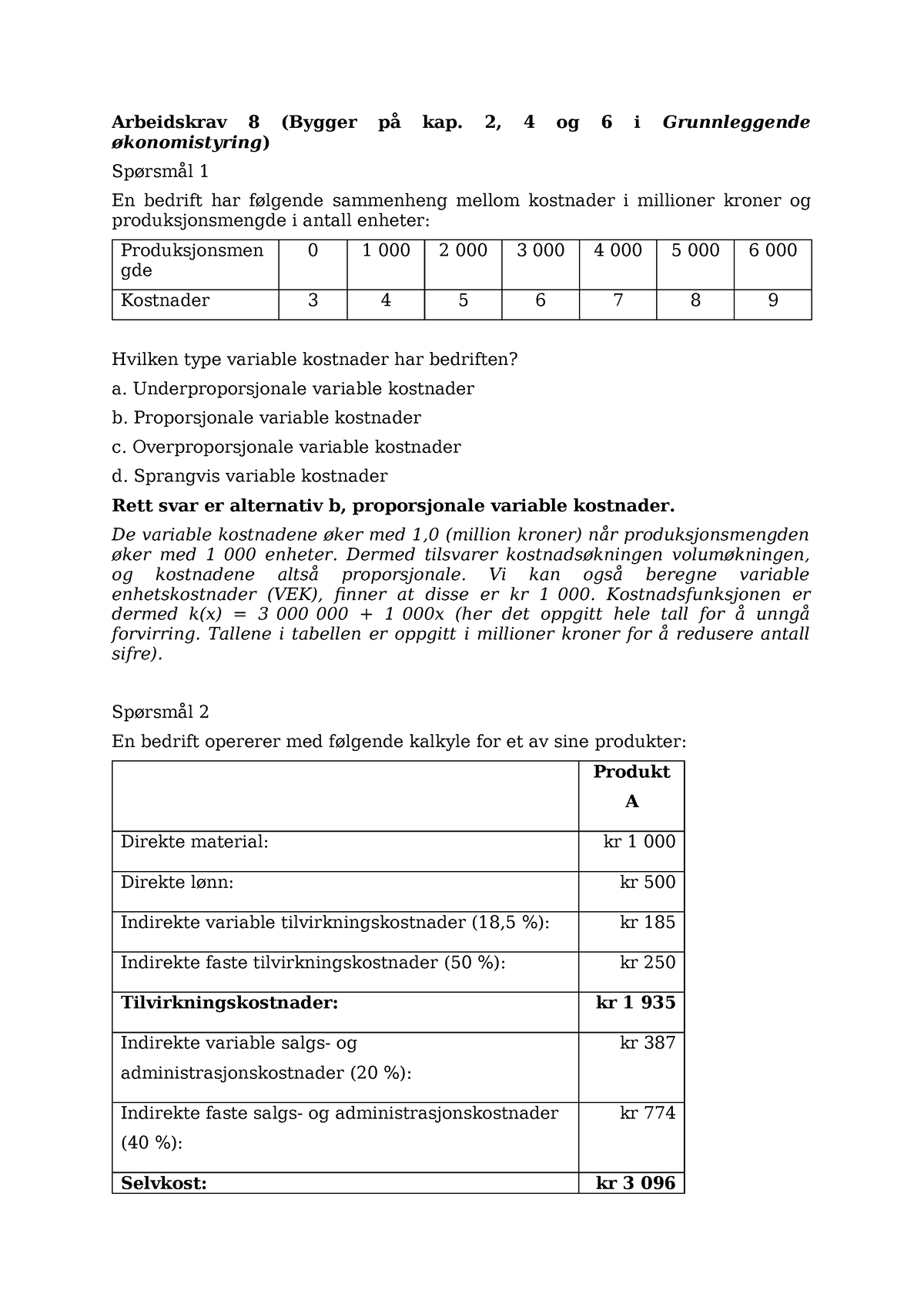 BØA1100 LF Arbeidskrav 8 - Arbeidskrav 8 (Bygger På Kap. 2, 4 Og 6 I ...