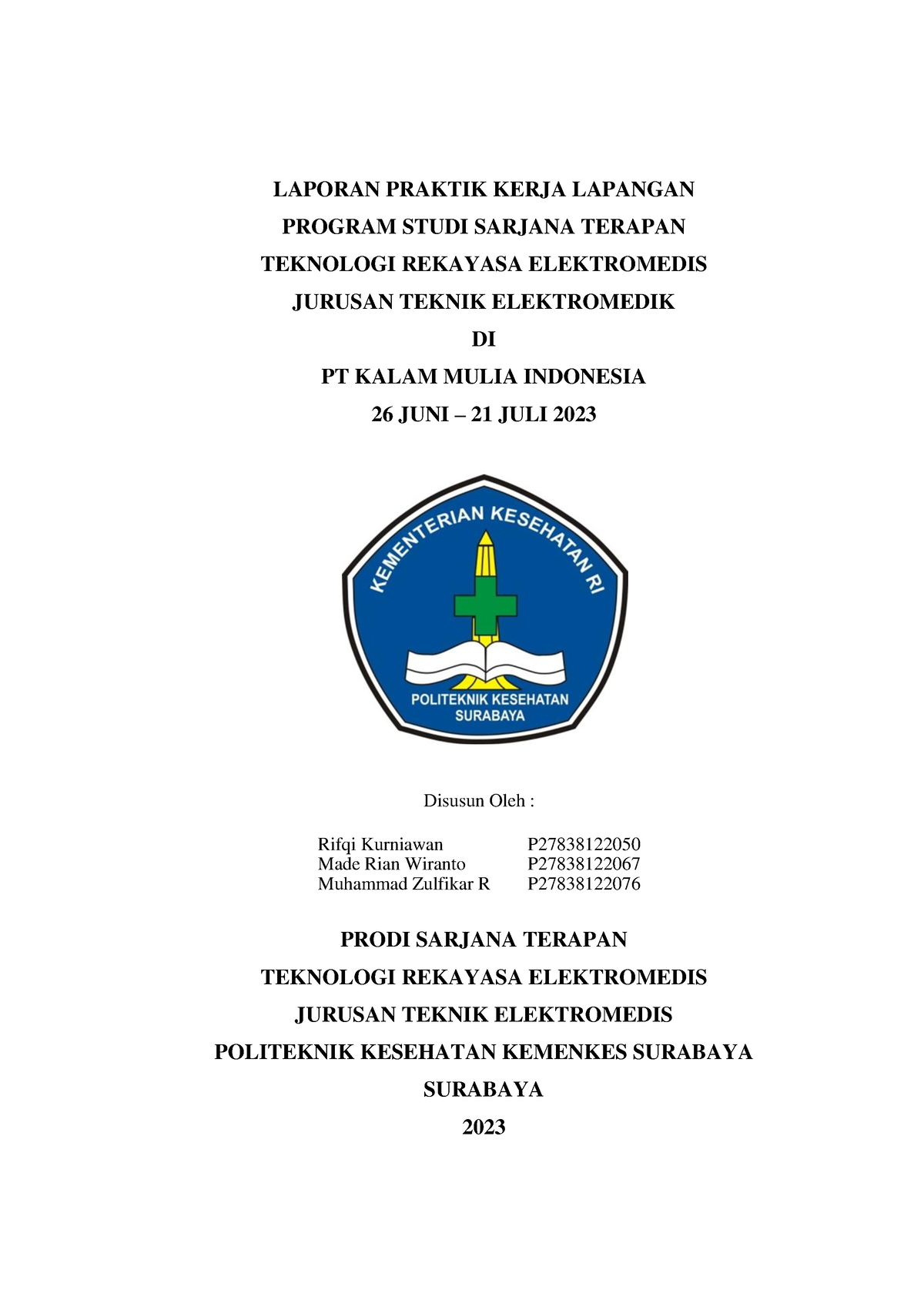 Laporan Praktik Kerja Lapangan 2SBY - LAPORAN PRAKTIK KERJA LAPANGAN ...