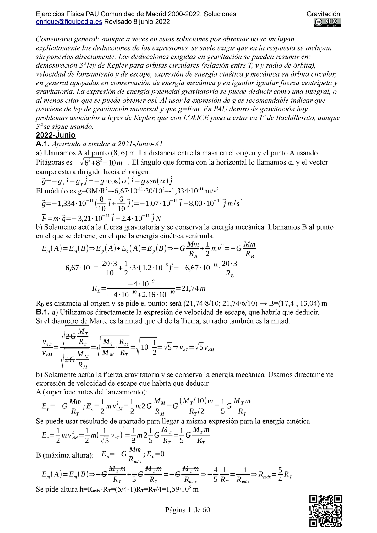 F2 PAU Gravitacion Soluc - Enrique@fiquipedia Revisado 8 Junio 2022 ...