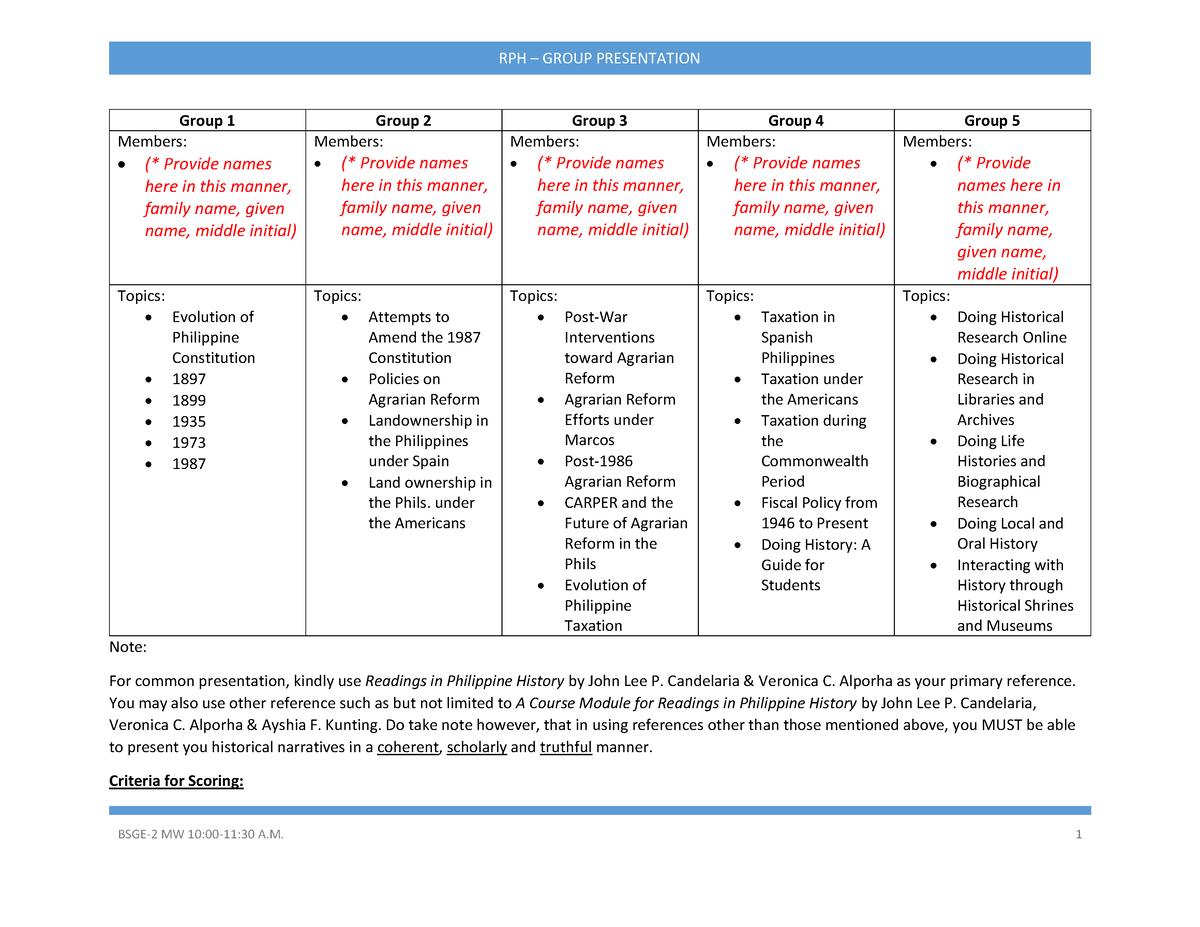 topics-for-group-presentation-rph-mw10-11-30-bsge-2-mw-10-00-11-30-a