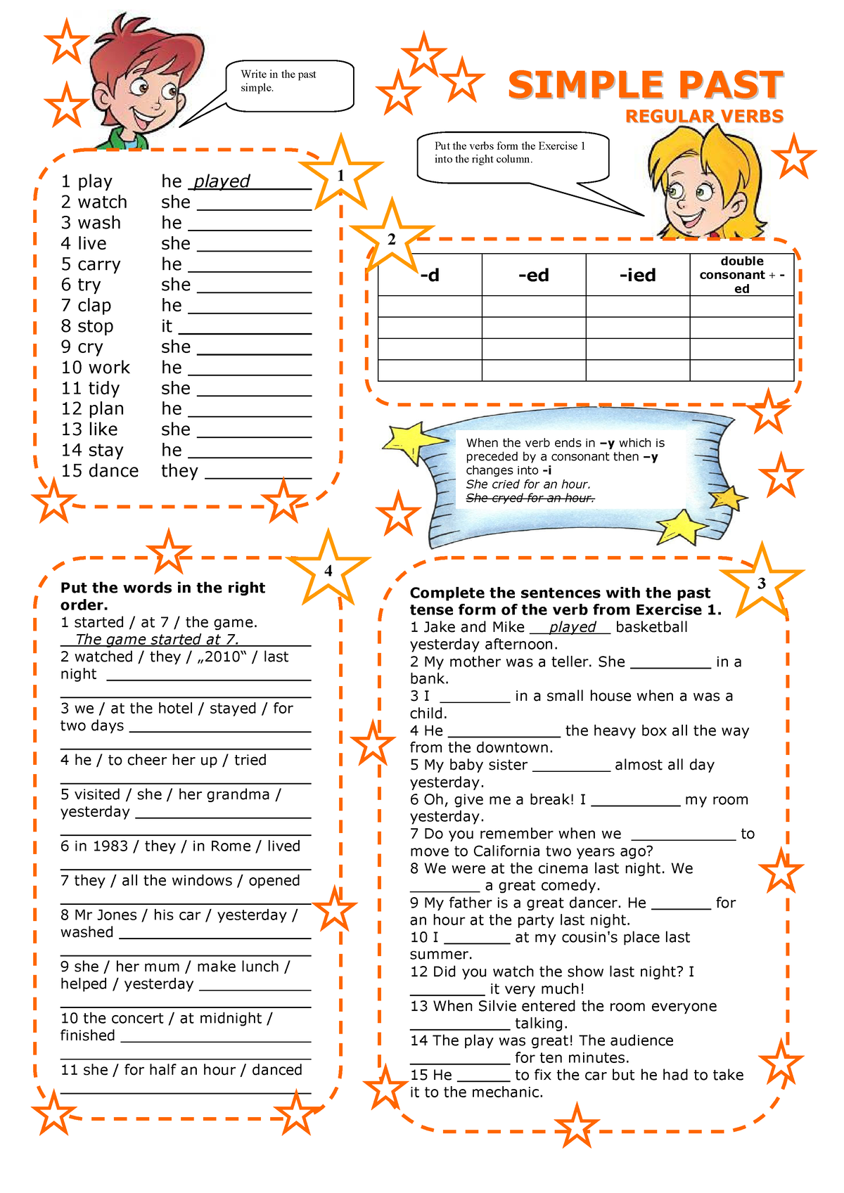 past simple regular verbs presentation