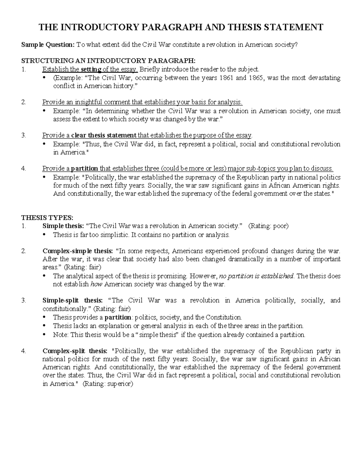 THE+ Introductory+ Paragraph+AND+ Thesis+ Statement - THE INTRODUCTORY ...